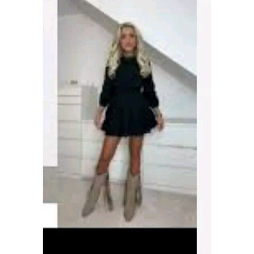 ZARA SHORT DRESS WITH LACE DETAILS BLACK SIZE XL 7200/220 21" Ptp